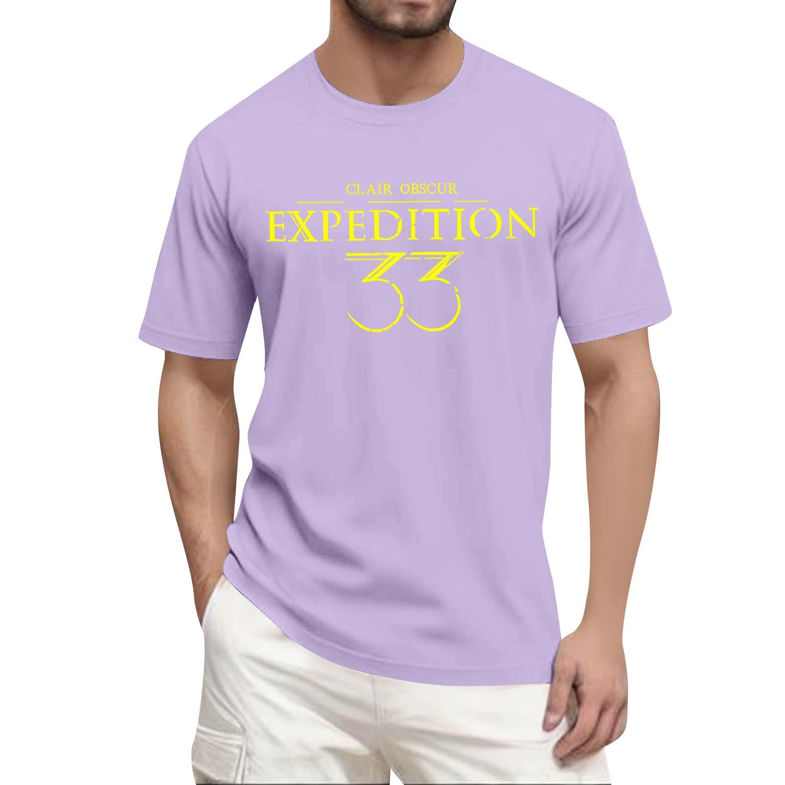 Unisex Expedition 33 Merch Clair Obscur Expedition 33 Game Shirt Two Sided Printed Plus Size Top for Man Game Fans 02-Purple M