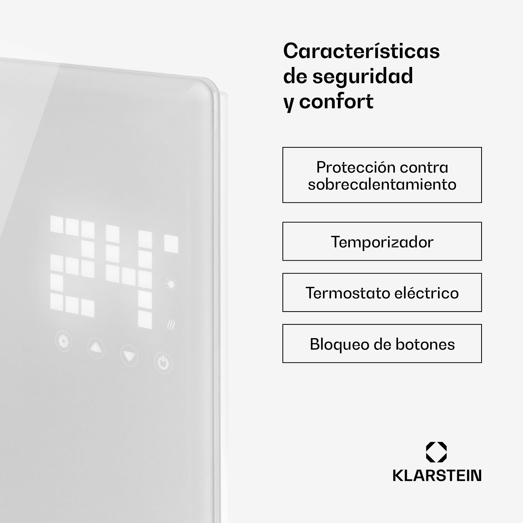 Klarstein Radiadores Bajo Consumo Electricos para Casa, Estufa Electrica de 2000W con Ruedas, Radiador Electrico Silencioso, Portátil y Delgado, Estufas con Panel para Pared, Pantalla y Termostato