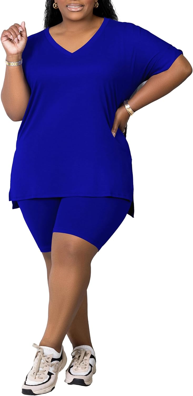 PINSV レディース プラスサイズ 2ピース アウトフィット スウェットスーツ トラックスーツ ラウンジウェアセット