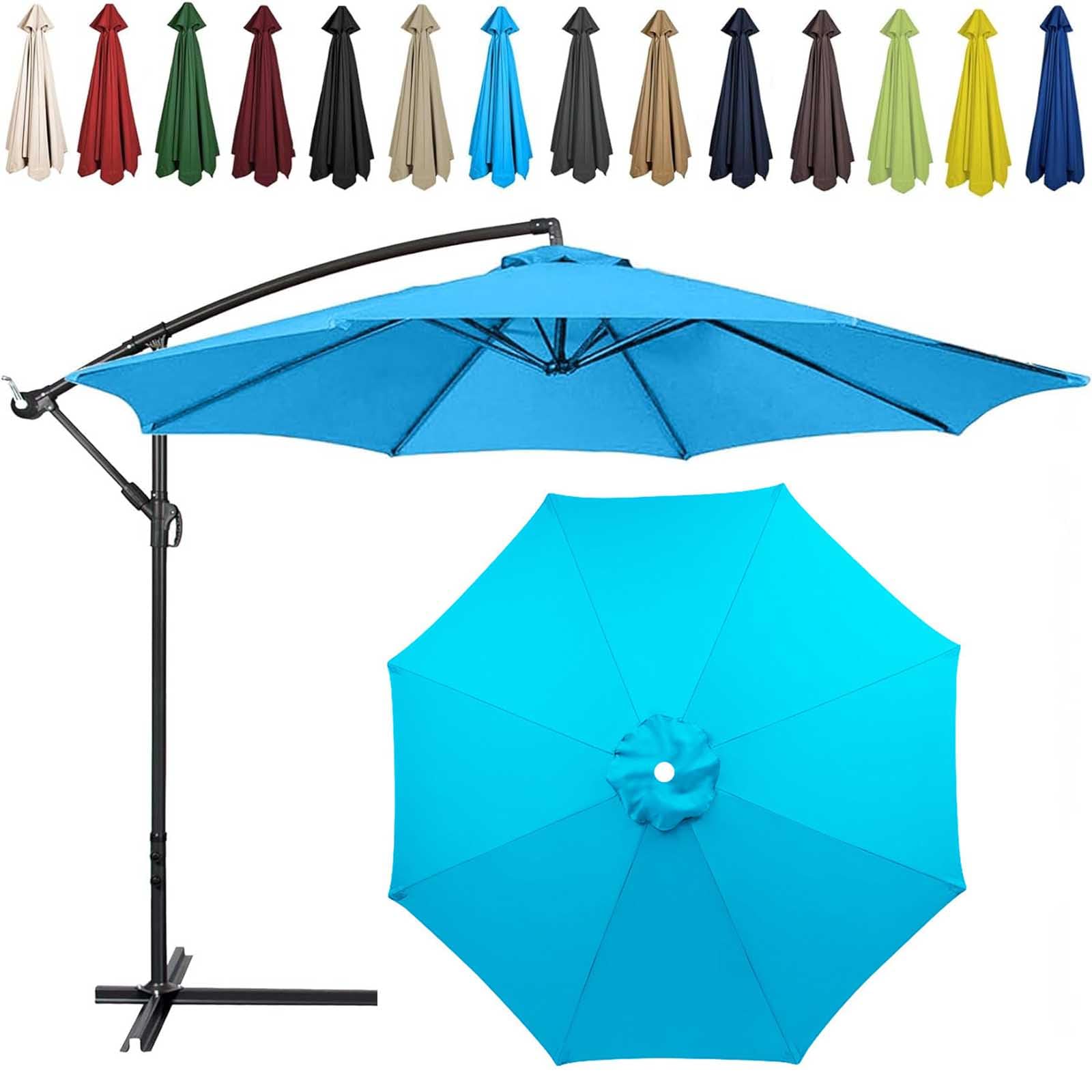 Replacement Parasol Canopy Umbrella 200cm 270cm 6 Arms 8 Arms Replacement Parasol Fabric Cover For Garden Umbrella Cantilever Parasol Waterproof Anti Ultraviolet,Lake Blue,300cm (6Rib)