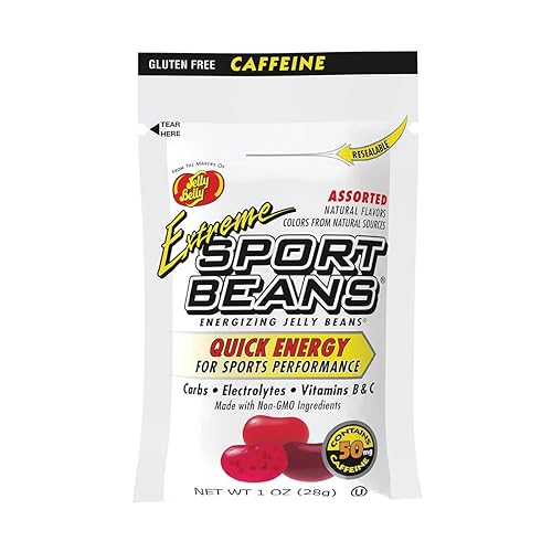Jelly Belly Extreme Sport Beans® - Gomitas energizantes para ejercicio con cafeína, electrolitos y vitaminas, sabores surtidos, paquete de 6 bolsas