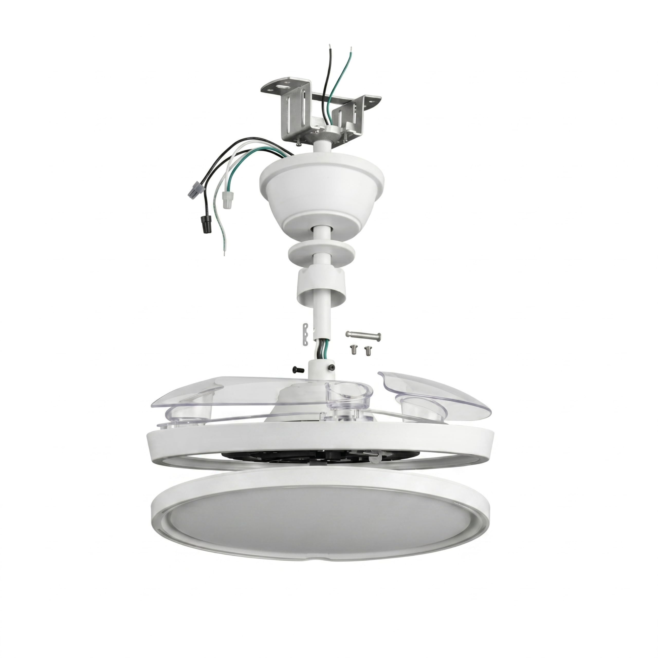YATEK Mia wentylator sufitowy z oświetleniem LED, 60 W, wysuwane łopatki, ultra cichy silnik DC, Ø 107 cm, pilot zdalnego sterowania, 3 kolory światła, możliwość ściemniania, funkcja letni/zimowa
