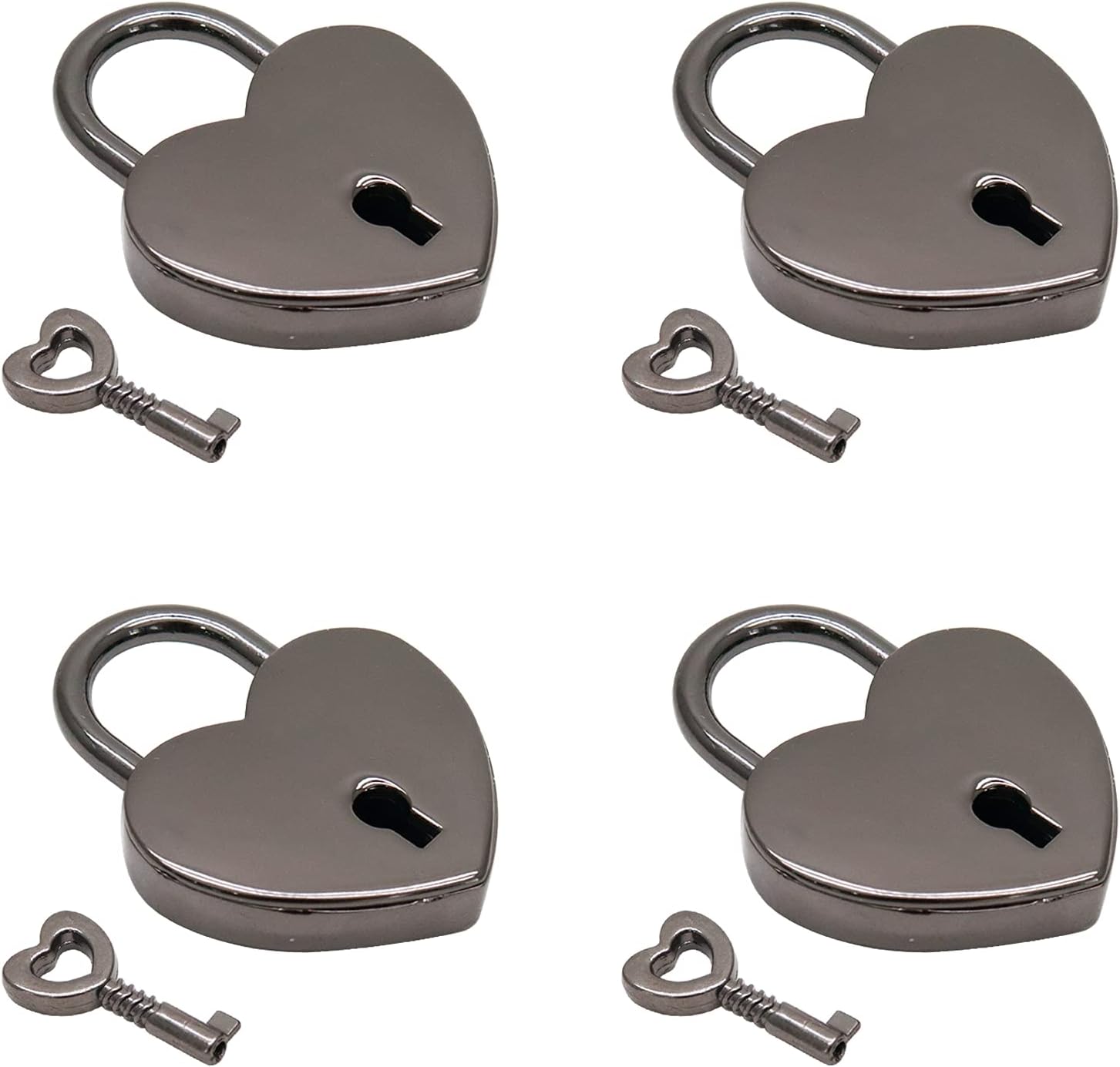 Lot De 4 Petits Cadenas En Métal En Forme De Cœur Pour Boîte