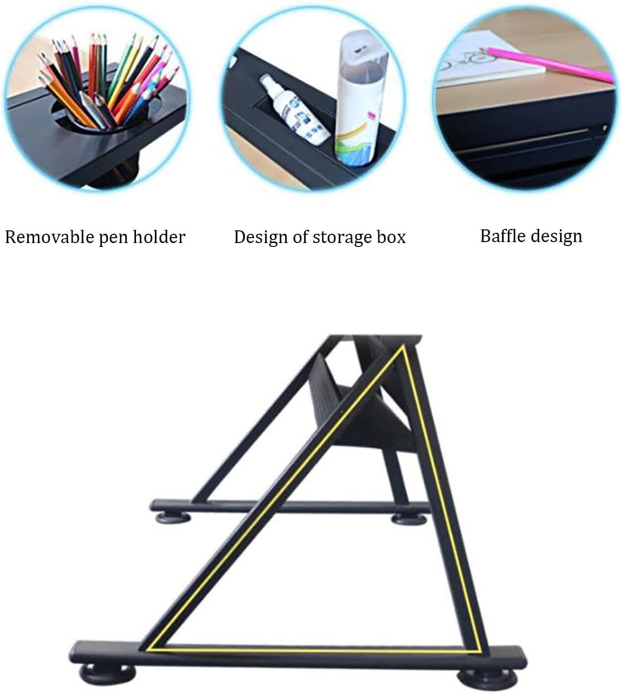 Adjustable Drafting Table with 2 Iron Drawers, Tilting Art Desk for Drawing, Sketching, Watercolor & Crafting, Multi-Functional Desk with Stool for Home Office, 78-93CM