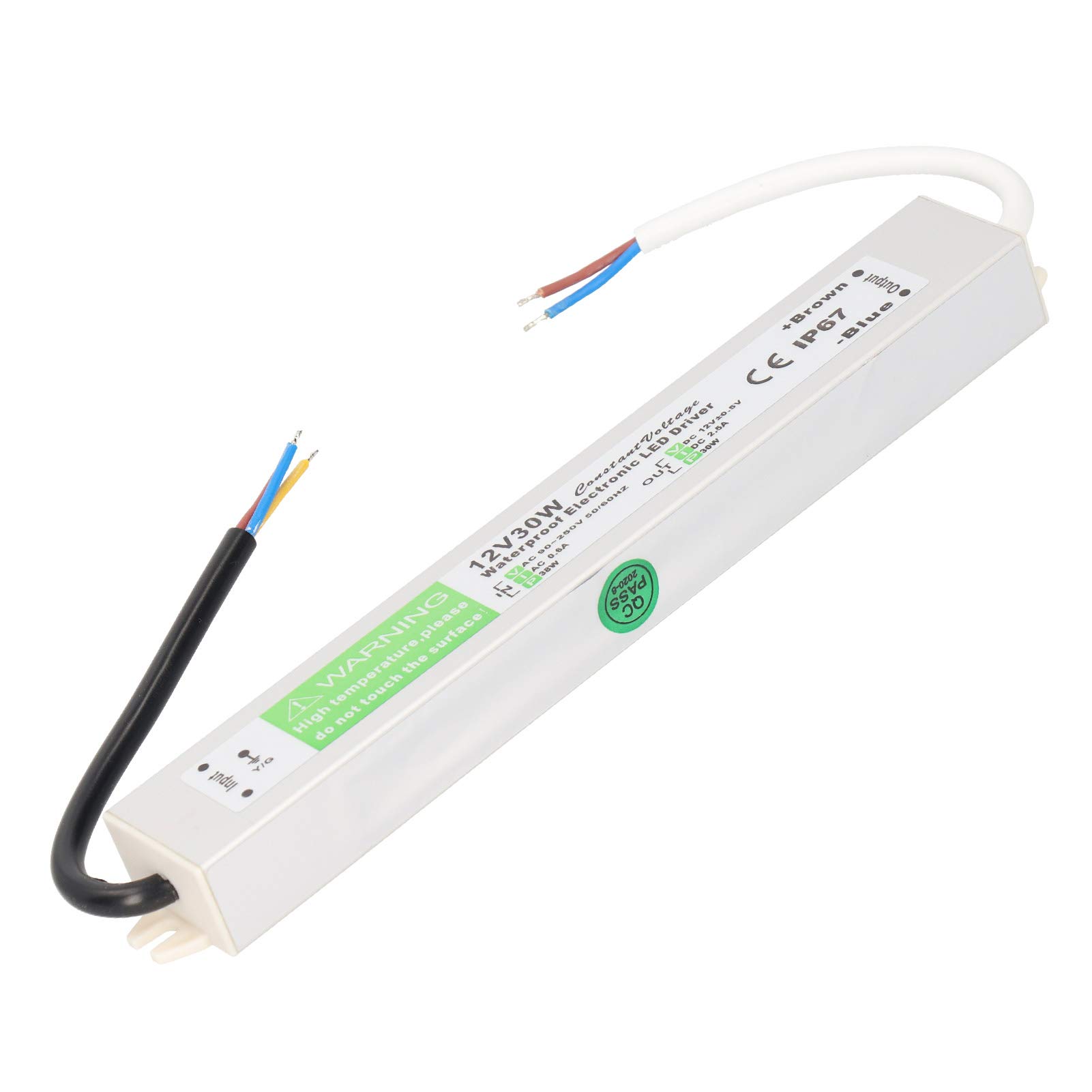 Trasformatore driver LED 30W, alimentatore switching impermeabile 12V/24V CC IP67, più sottile e durevole, eccellente isolamento, elevata rigidità dielettrica(DC12V)