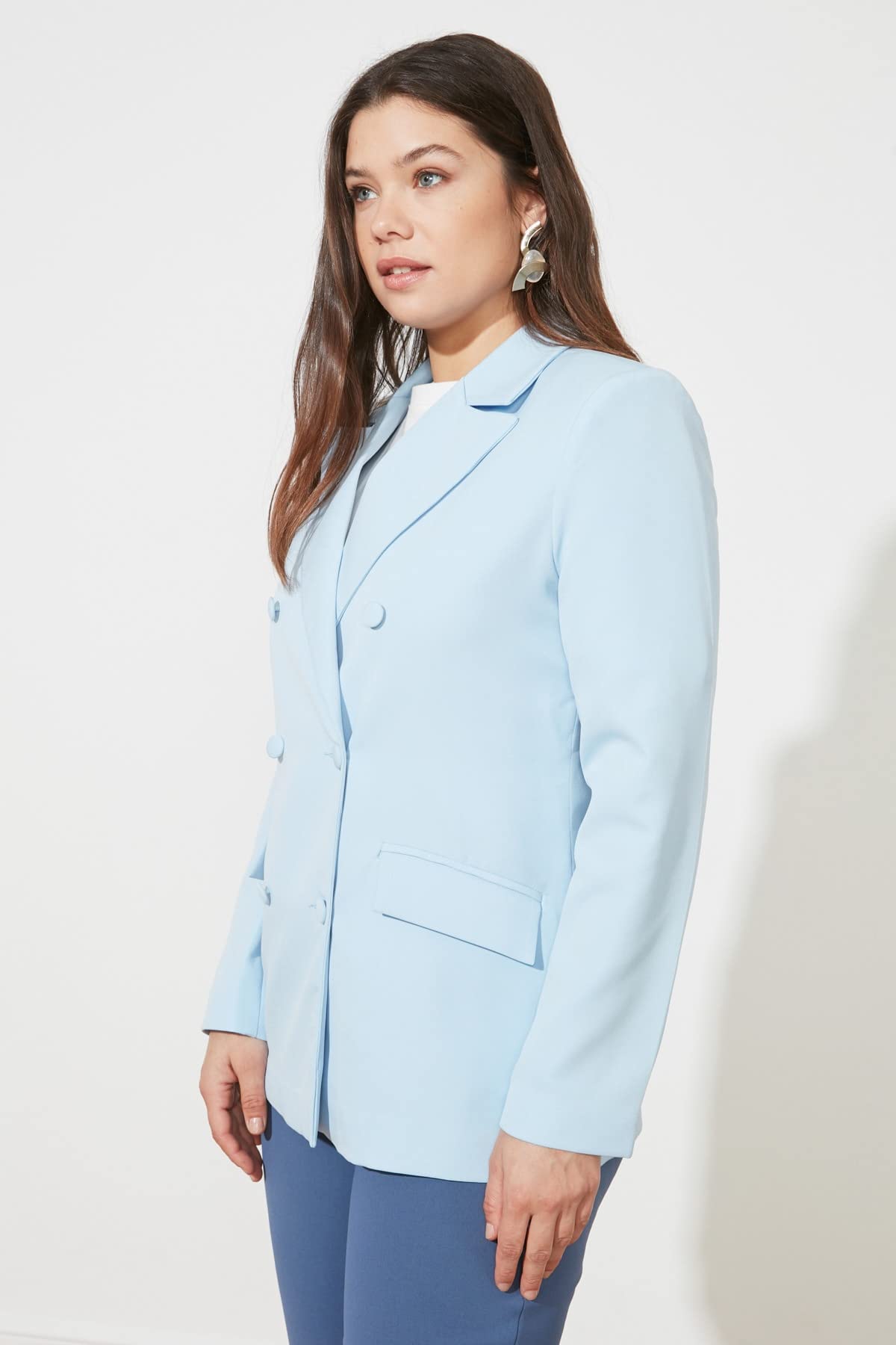 Trendyol Veste Blazer avec Boutons Verts Trendyol Green Button Veste Blazer Détail Vert Femme