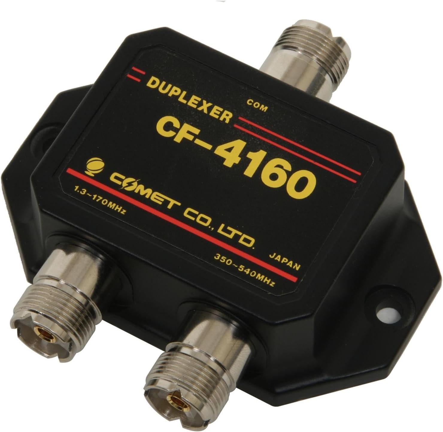 CF-4160J Comet Duplexer High-Isolation HF/VHF/UHF Frequency Splitter, Low-Loss RF Duplexer for Multi-Band Amateur Device Systems, Durable Coax Signal Divider for Mobile and Base Installations