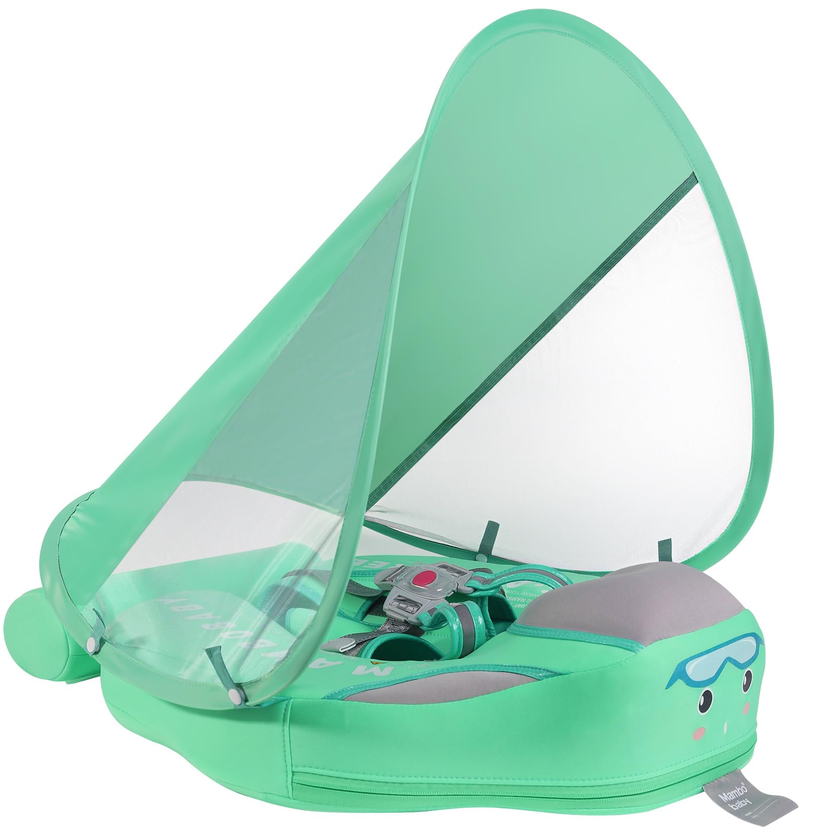 Mambobaby Float with Canopy Size Improved Non Inflatable Infant Baby Pool Float Smart Mambo Float Swim Trainer Baby Swim Float Mambo Baby Float Solid Air Free Water Waist Swimming Ring