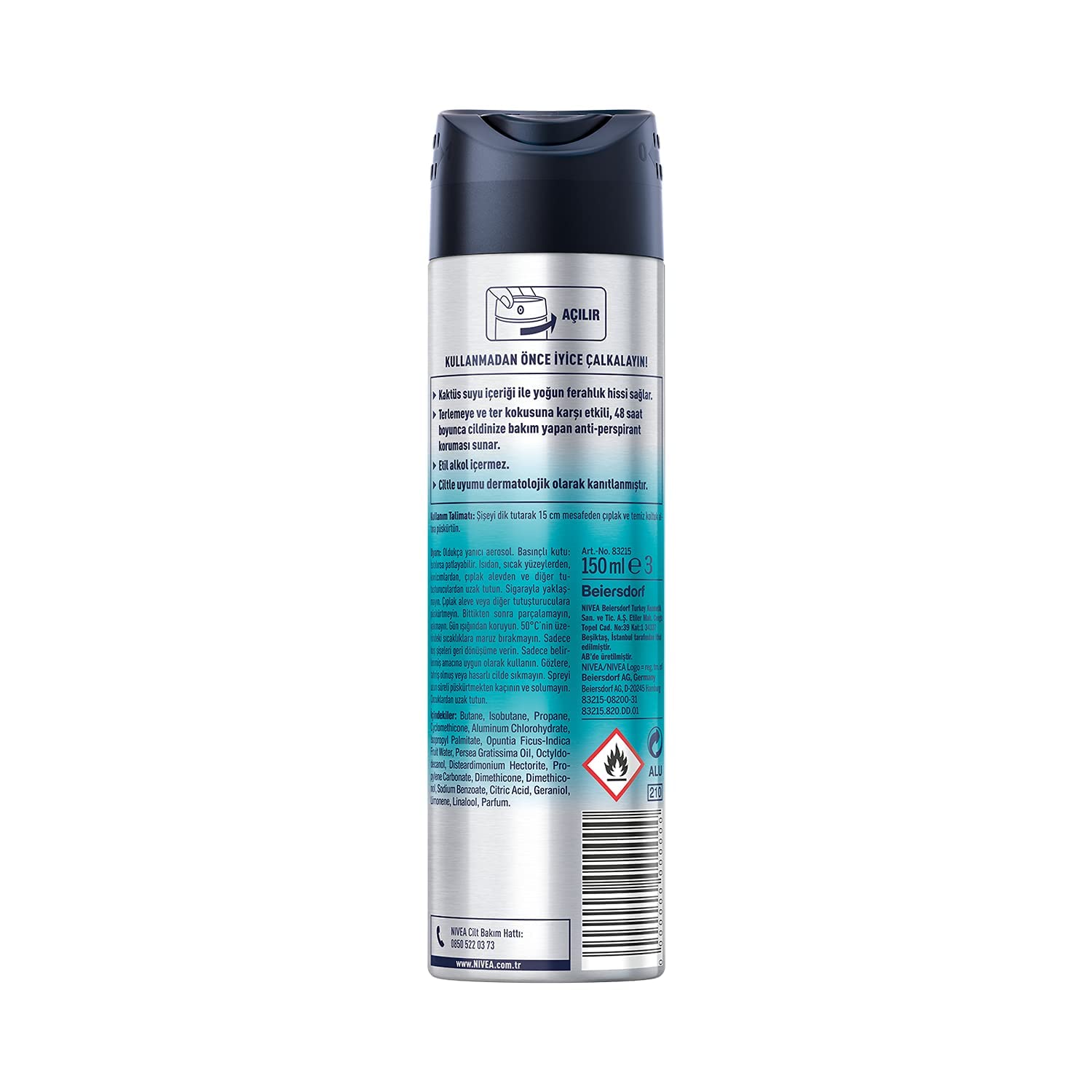 Nivea Men Cool Kick Fresh Sprey Deodorant 150 ml 1 Paket (1 x 150 ml)