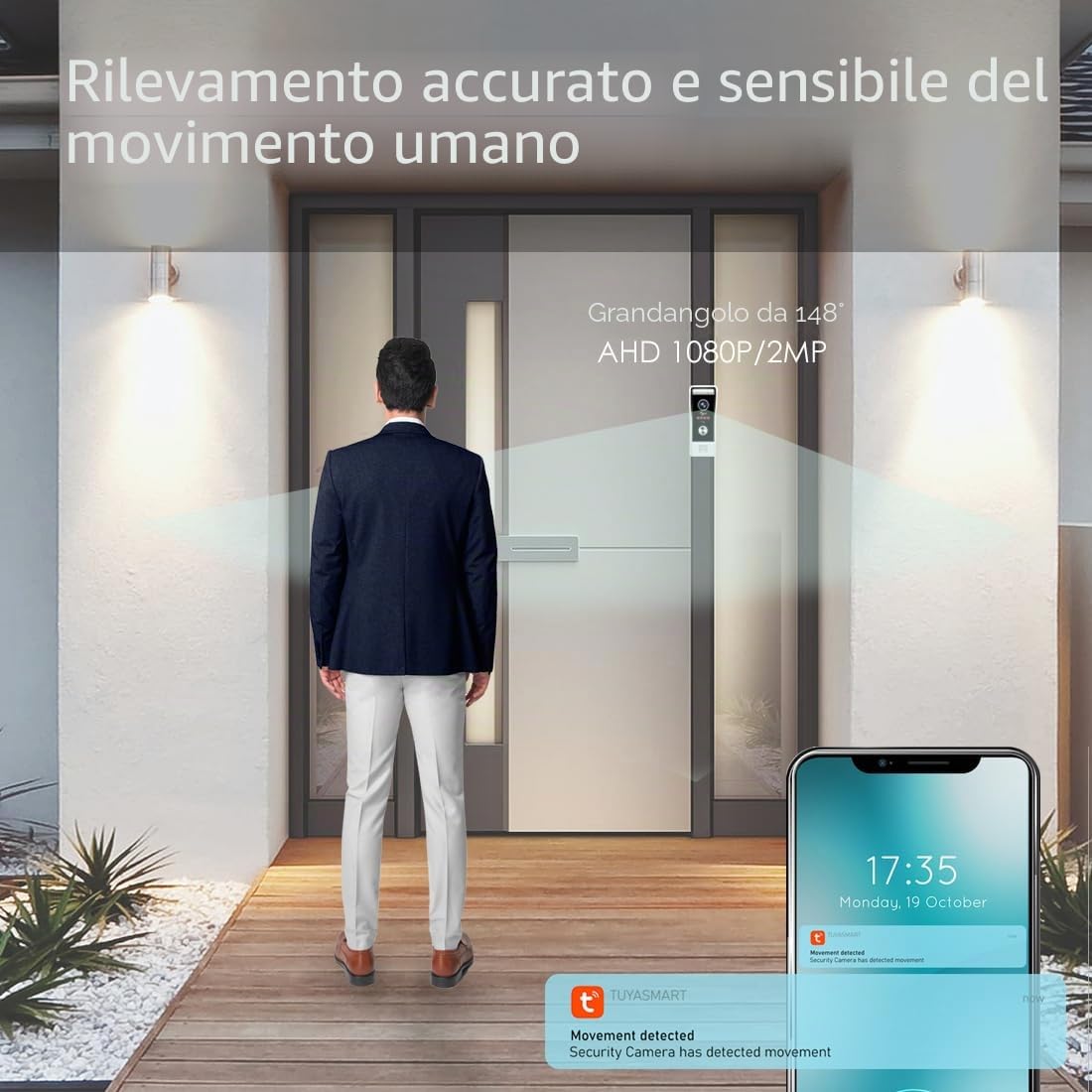 Connessione a 4 fili Videocitofono (cablato), videocitofono 1080p con display touchscreen da 10 pollici, supporto per il rilevamento del movimento, opzioni di sblocco multiple, 3 display interni