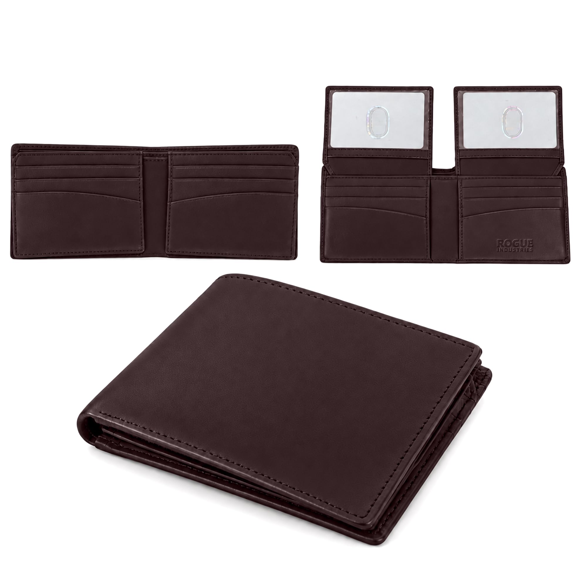 ROGUE WALLET RFID Leather Bifold Wallet for Men, Brown, 12 Card Slots