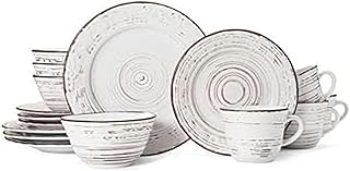 Pfaltzgraff Trellis White 16-Piece Stoneware Dinnerware Set, Service for...