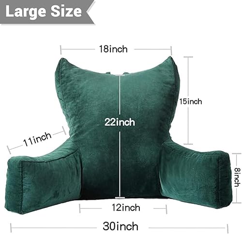 Miniatura 12 de Neustern Almohada de lectura para sentarse en la cama para adultos, almohada de espalda para cama de espuma viscoelástica triturada con brazos