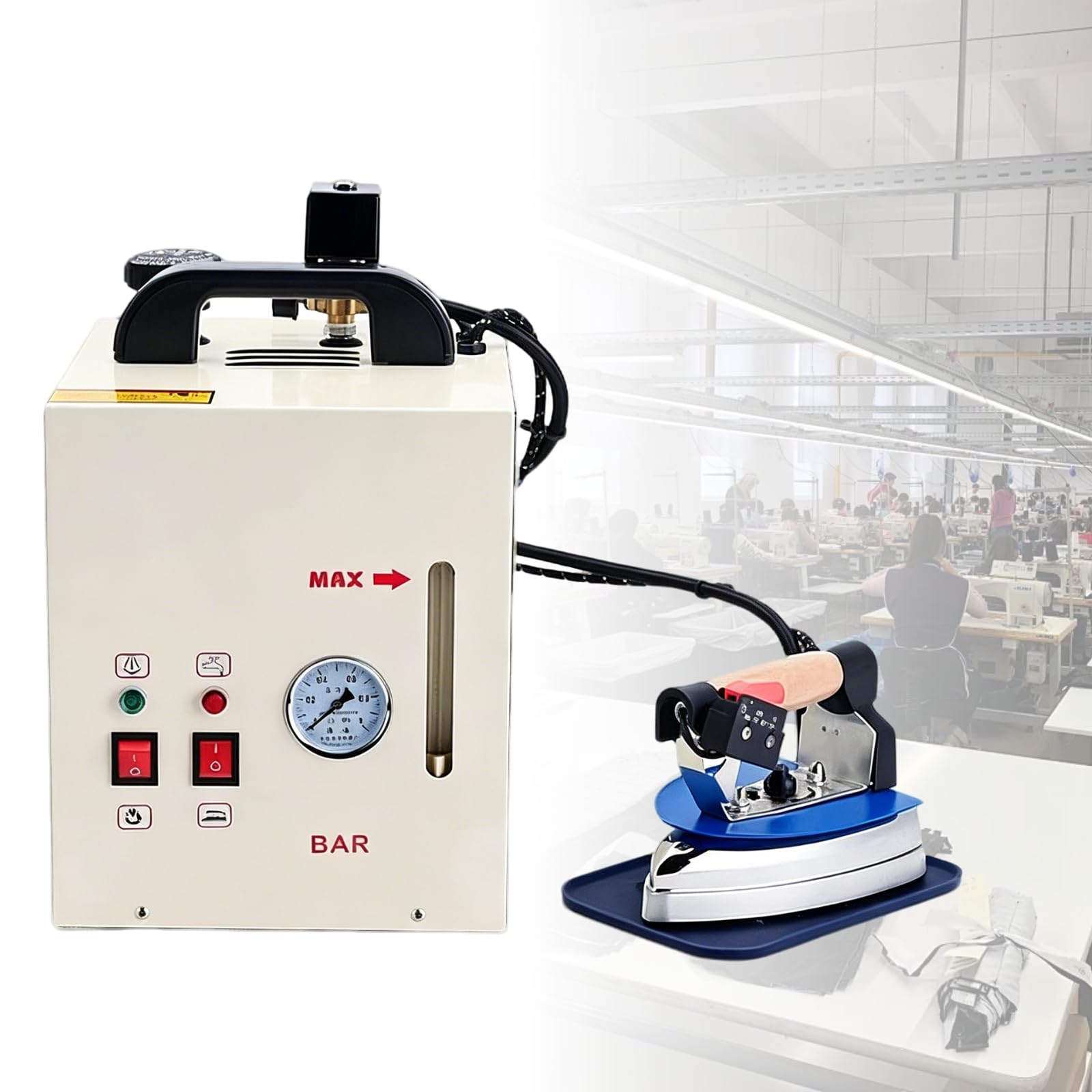 ZHENYUWANG Steam Ironing Station, 2500w Steam Generator, 4l Boiler Capacity, Visual Pressure Display, Water Shortage Alarm