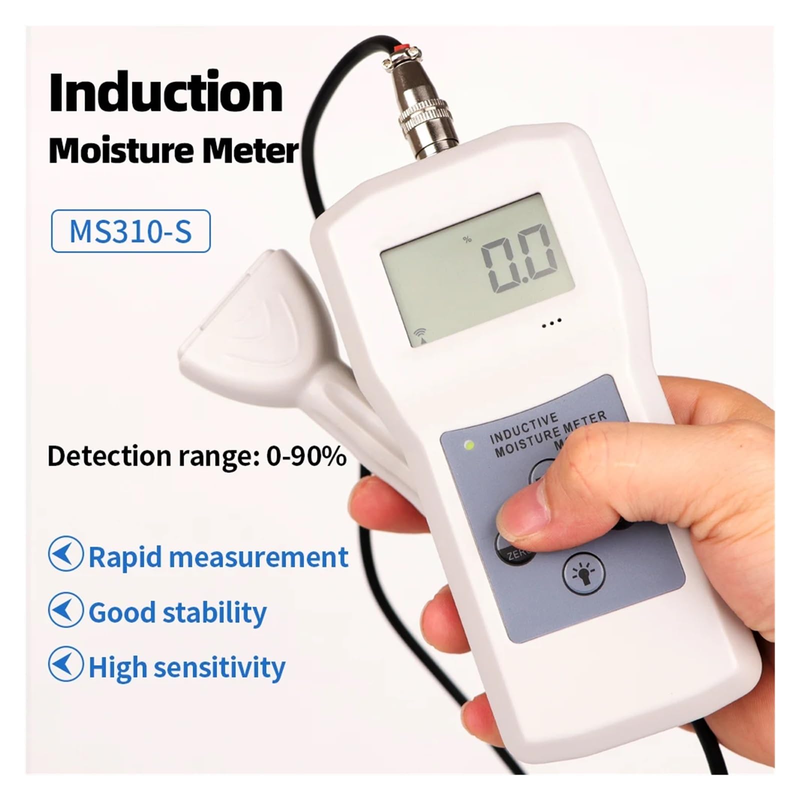 Digital Moisture Meter Highly Sensitive Humidity Tester Concrete, Wood, Paper, Bamboo, Carton and Textile Hygrometer Detector(MS310)