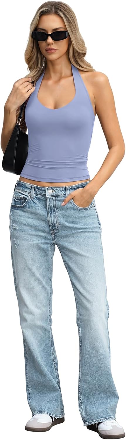 Womens Double Lined Halter Tank Tops Backless V Neck Sleeveless Shirts Sexy Going Out Tops Summer Trendy 2026 - Image 6