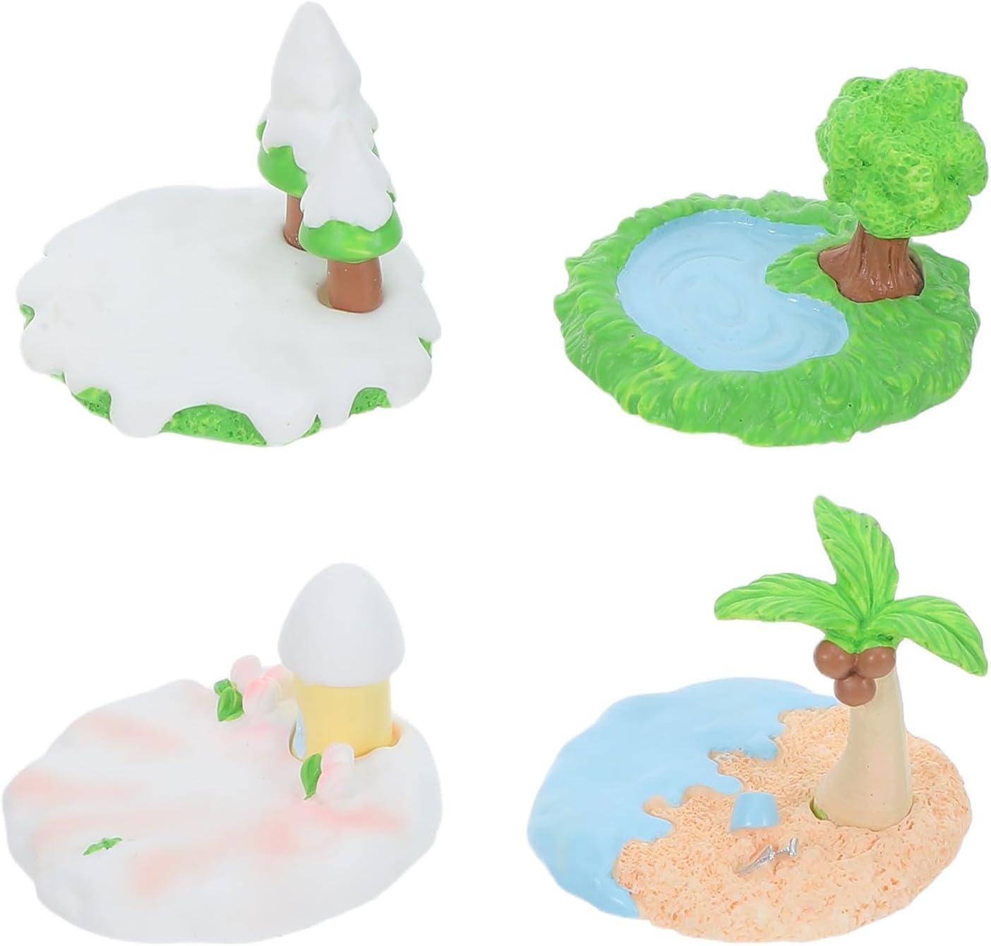 BESPORTBLE 4pcs Miniature Garden Figurines Resin Seasonal Landscape Set | Spring Summer Autumn Winter Themes, Detailed Craftsmanship, Easy Care Finish