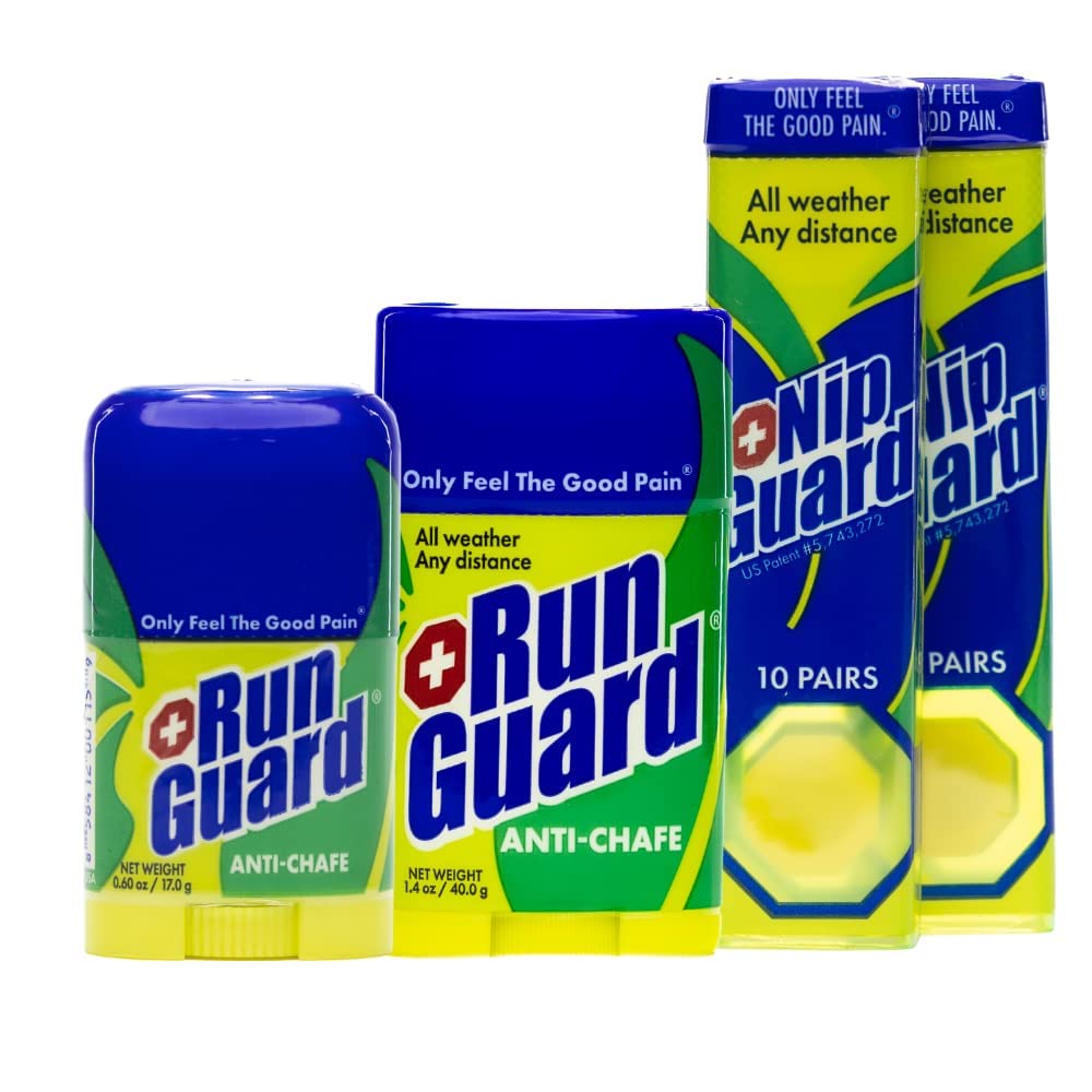 Run Guard Bundle - Anti Chafe Stick 1.4oz (one pack) - Anti Chafe 0.60oz (four pack) - Nipple Protection Guard (20 Pairs)