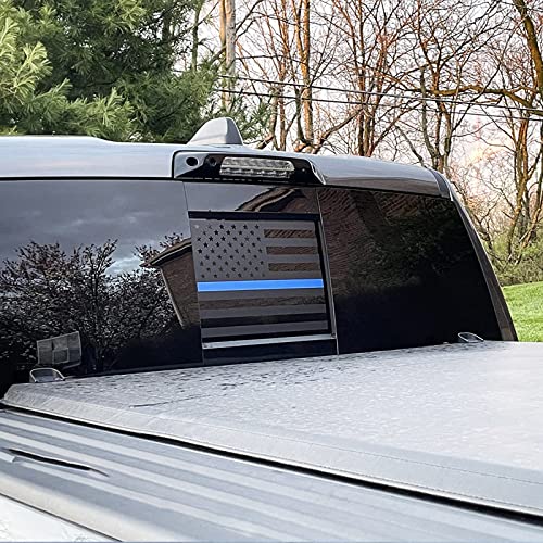 Image of Xinghe for Dodge Ram 2009 to 2024 2025 2026, American Flag Decals Stickers for Truck Back Middle Window, Matte Black USA Flag Decal