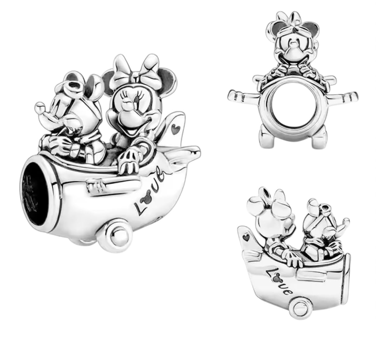 Abalorio Mickey y Minnie de plata 925 compatible que no oscurece la piel 3