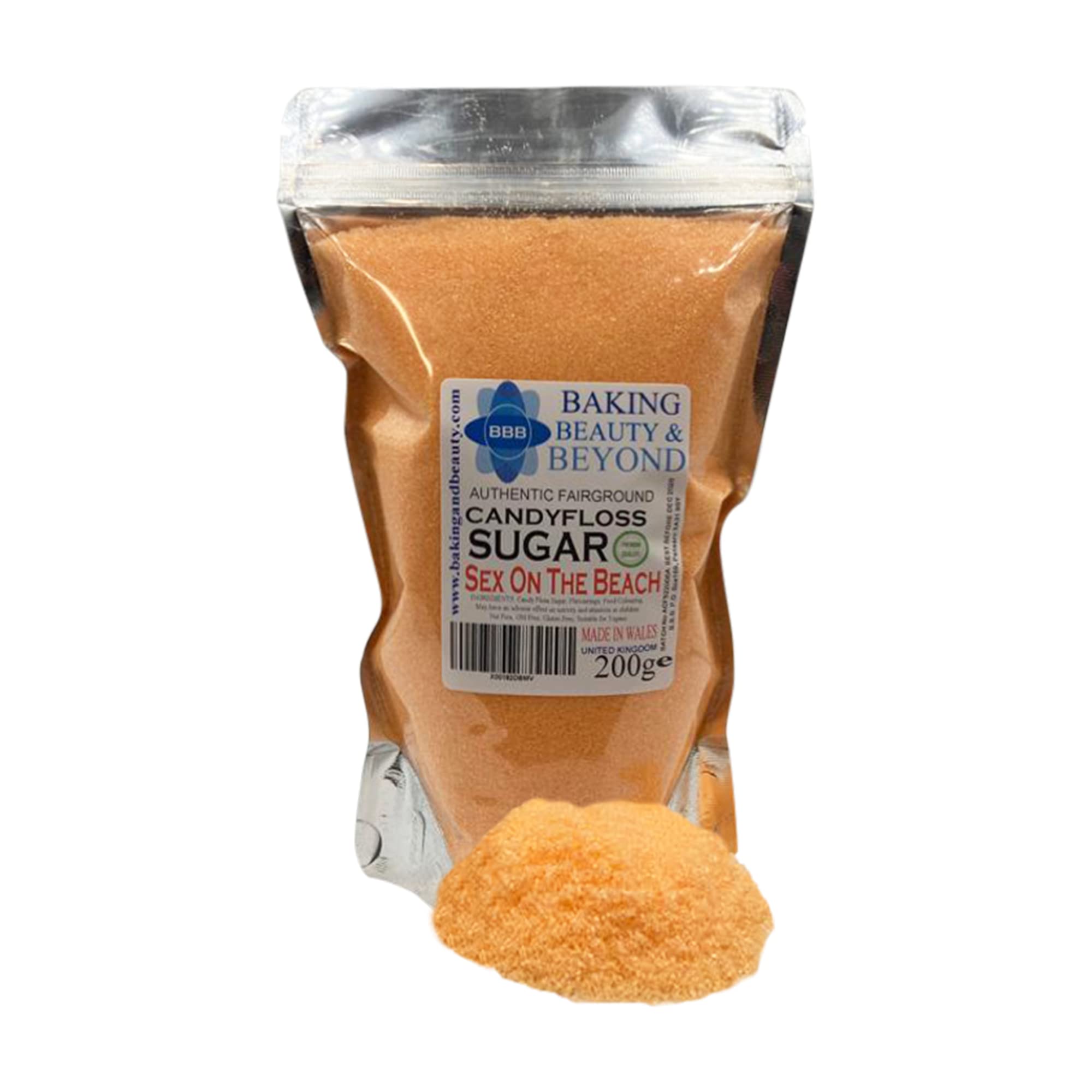 Baking Beauty and Beyond Premium Floss Sugar for Cotton Candy - Cotton Candy Flossing Sugar with Natural Ingredients, Perfect for Every Occasion, Bulk Floss Sugar 200g - Sex On The Beach Flavour