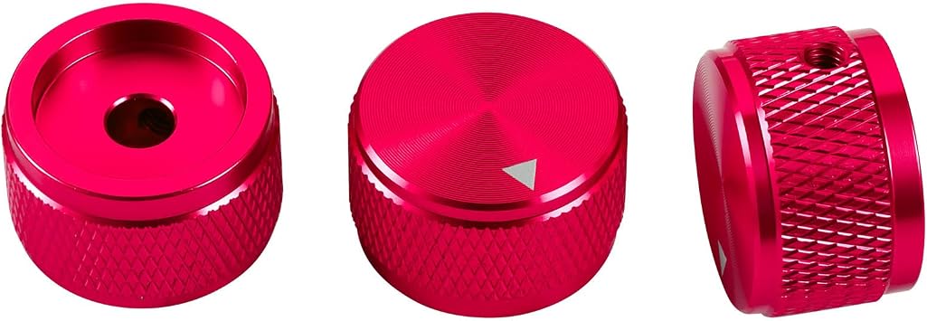 4pcs Solid Aluminum Guitar knobs Red High Precision CNC Machining Amplifier Volume Tone Control Potentiometer knob for Fender ST Tele Les Paul Guitar Accessories(Red)