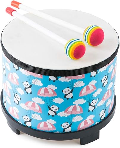 Tambor de bebé para niños, tambor de piso de 8 pulgadas, instrumento musical de percusión para niños con 2 mazos para niños, regalo especial de