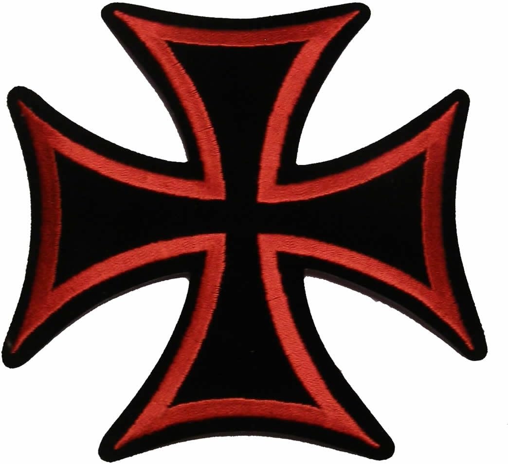 Meduim Red and Black Maltese Cross Mortorcycle or Biker