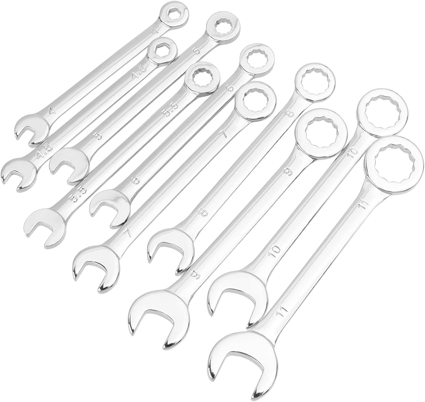 10 Pcs Mini Wrench Set Metric, 4mm-11mm Open End and Box End ...
