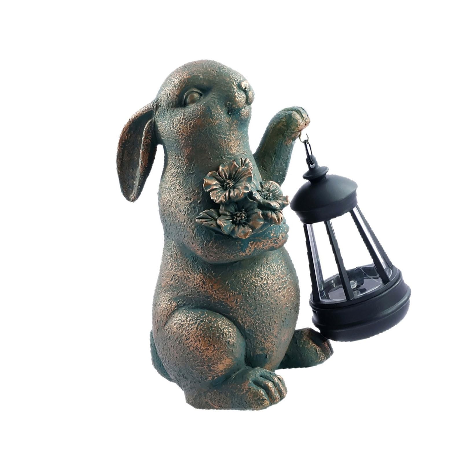 Meiliyizu Weatherproof Resin Easter Rabbits Solar Lamp for Holiday Yard Decoration Solar Rabbits Lamp Resin Garden Ornament Craft Lighting