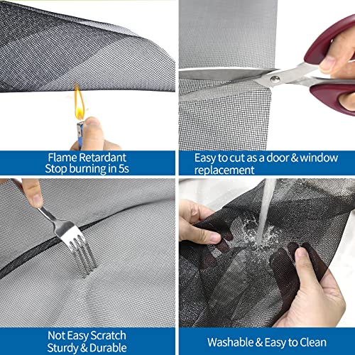Jeyew Window Screen With Full Set Repair Kit, Fiberglass Window Mesh Screen With Window Cleaning Tool, Screen Repair Kit For Windows Or Doors, Window Screen Replacement, (39'' X 118'', Black) #TOP2