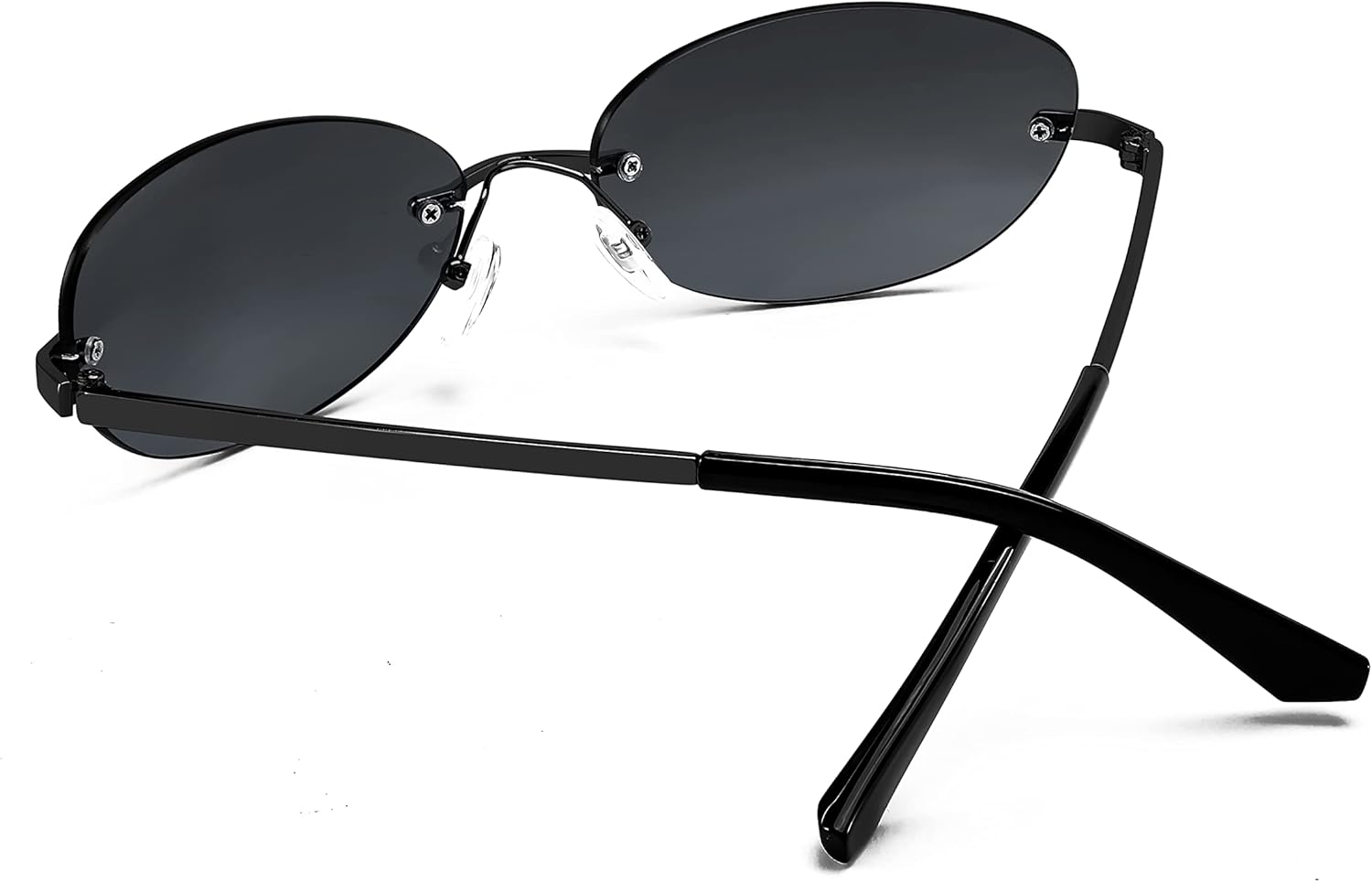 FEISEDY Trendy Rimless Oval Sunglasses for Women Men Retro 90s Eyewear Frame Y2K Glasses B2393 - Image 3