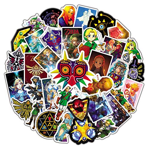 The Legend of Zelda Lot de 50 autocollants pour enfants adolescents adultes en vinyle pour ordinateur portable, voiture, moto, vélo, skateboard, kit d'autocollants graffiti étanches