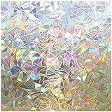 rabbitgoo Window Privacy Film, Rainbow Window Clings, 3D Decorative Window Vinyl, Stained Glass...