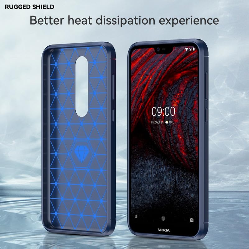Image of Hybrid Carbon Fiber Back Case for Nokia 6.1 Plus / X6 (Blue)