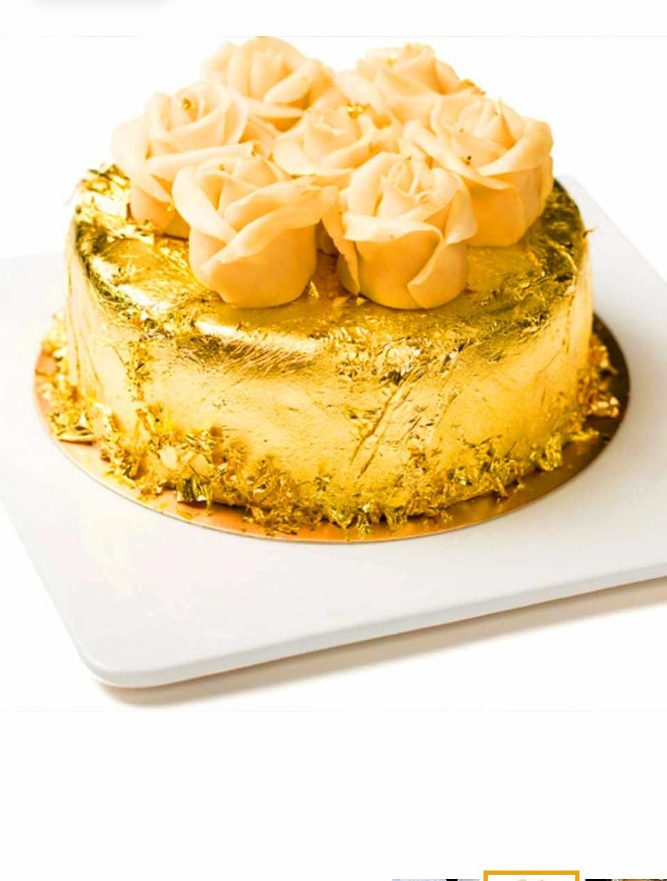 GSWC Edible Gold Leaf Pure Gold Leaves 24K 50 Pcs 2x3 Inch Size for Cakes, Bakers, Facial, Sweet Royal Drinks Serums Ayurvedic Madicine Jain Temple Arts & Craft_50 Sheets