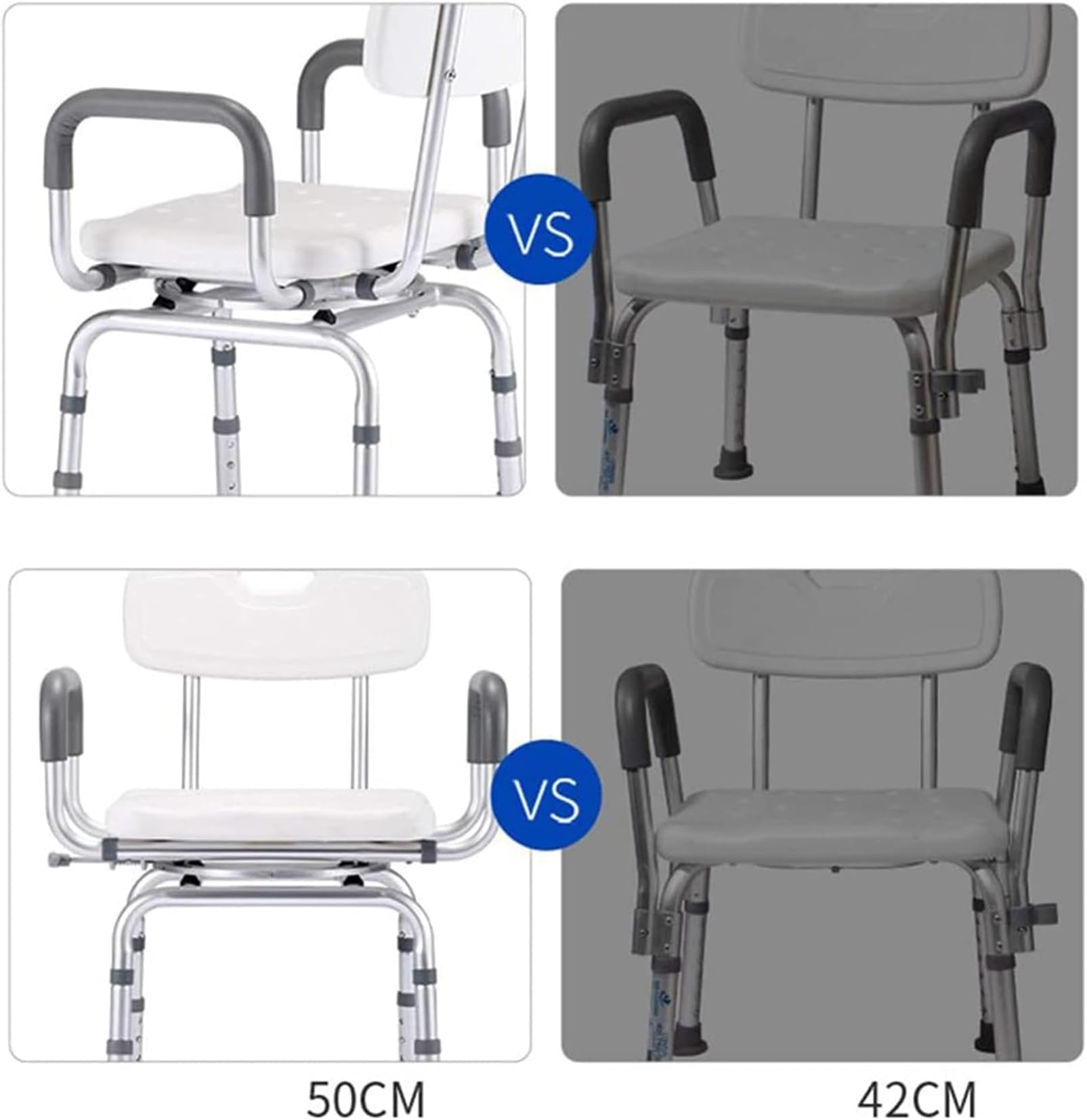 Silla De Ducha Giratoria De 360°, Antideslizante, Taburete De Ducha para Obesos con Respaldo Y Asas, Asiento De Baño Portátil, Banco De Ducha Ajustable, para Personas Mayores Discapacitadas