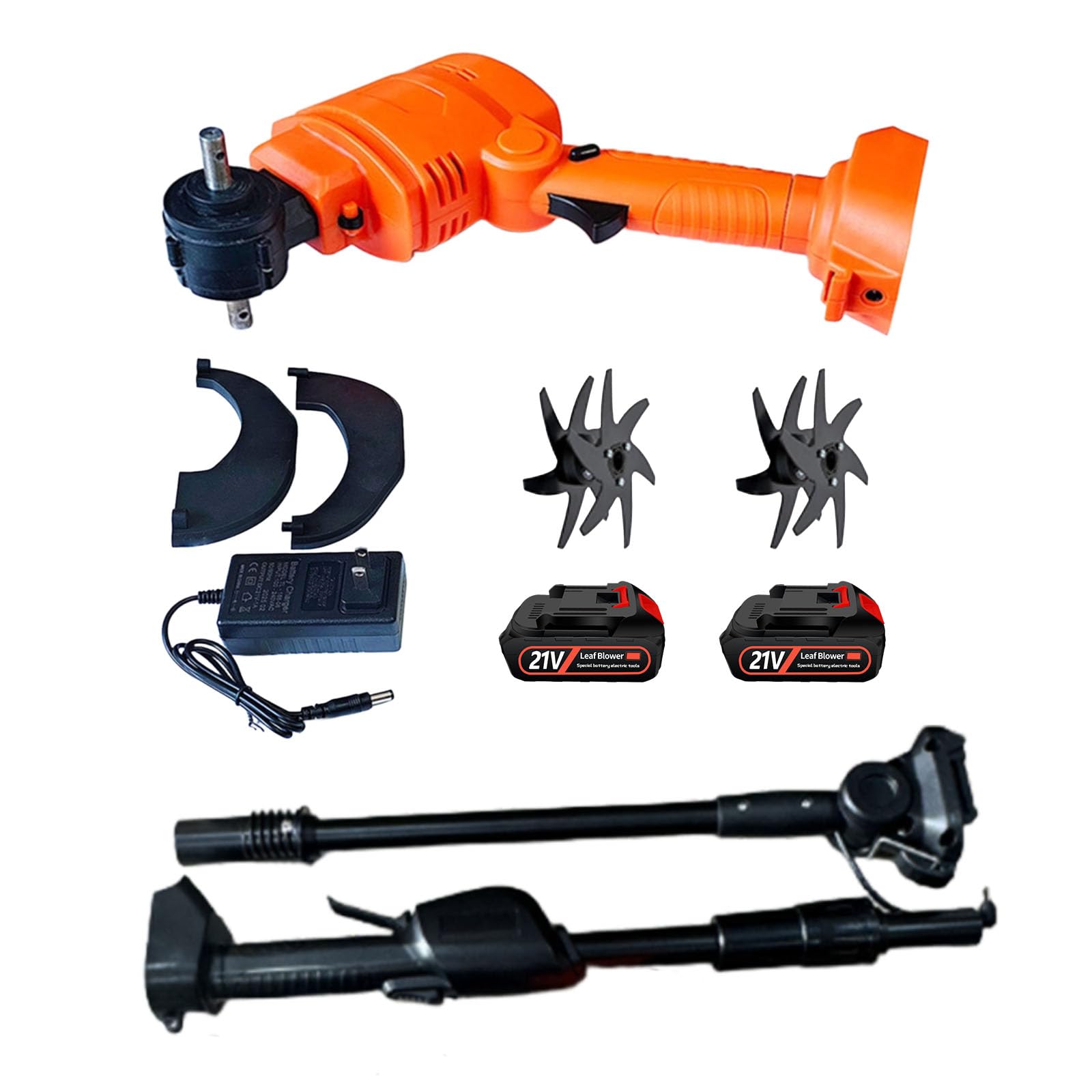 Motobineuse Électrique Sans Fil, 21V Motoculteur Portable avec Batterie et Charge, 235 RPM, Manche Amovible, Largeur/Profondeur de Travail 10/10 cm, Cultivateur pour Yard, Culture du Sol (2 Batteries)