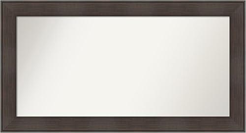Amanti Art Espejo de baño marrón para sobre el fregadero, 28 x 52 pulgadas, espejo rectangular de madera rústica William, marco de madera casual de