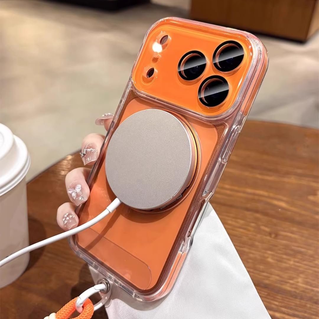 Étui magnétique Transparent Antichoc avec Support Rotatif et dragonne pour iPhone Air (Compatible iPhone Air/GS Noir)