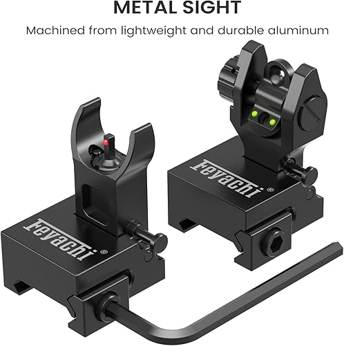 Miniatura 5 de Feyachi Fiber Optic Iron Sights Flip Up Iron Sight, Front and Rear Backup Sights Gun Sights Sight Set for Picatinny Rail