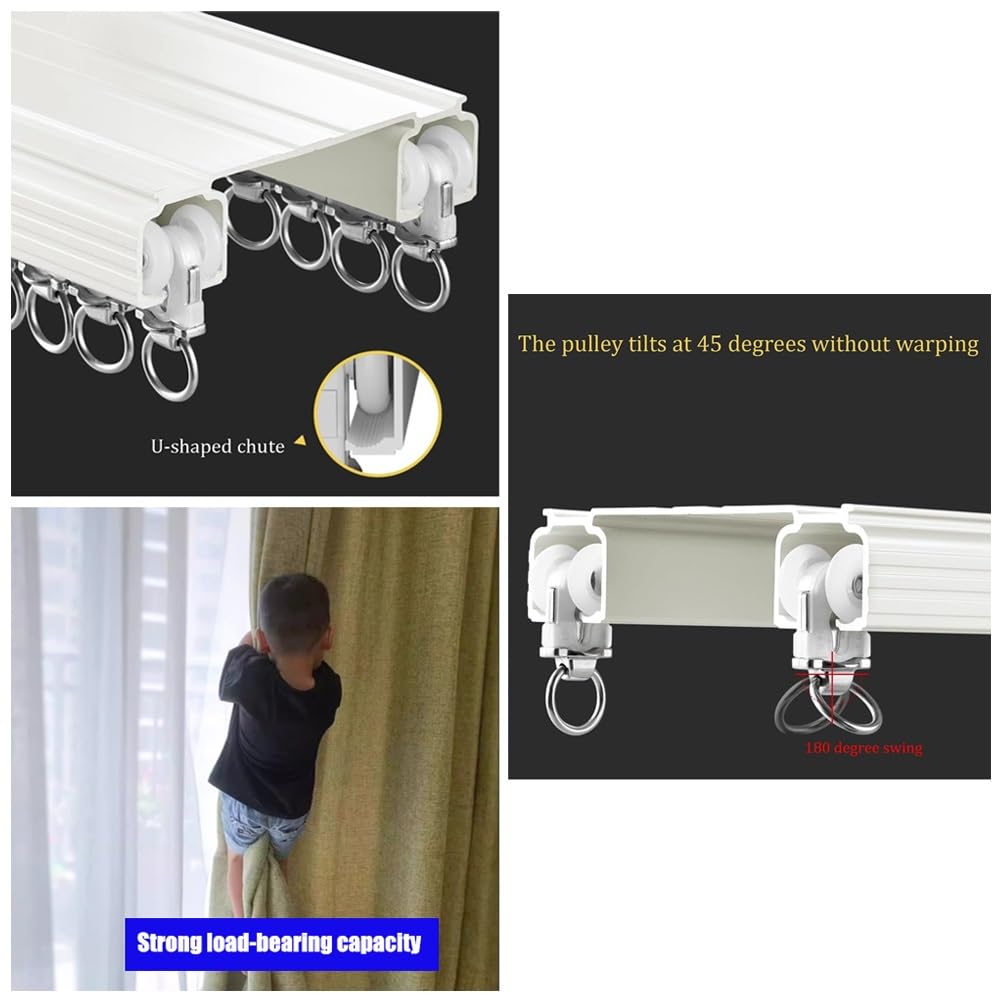Cichy podwójny drążek do salonu, konfigurowalny aluminiowy system prysznicowy 60-680 cm ze stalowym kołem pasowym, d h, długość 5,1 m