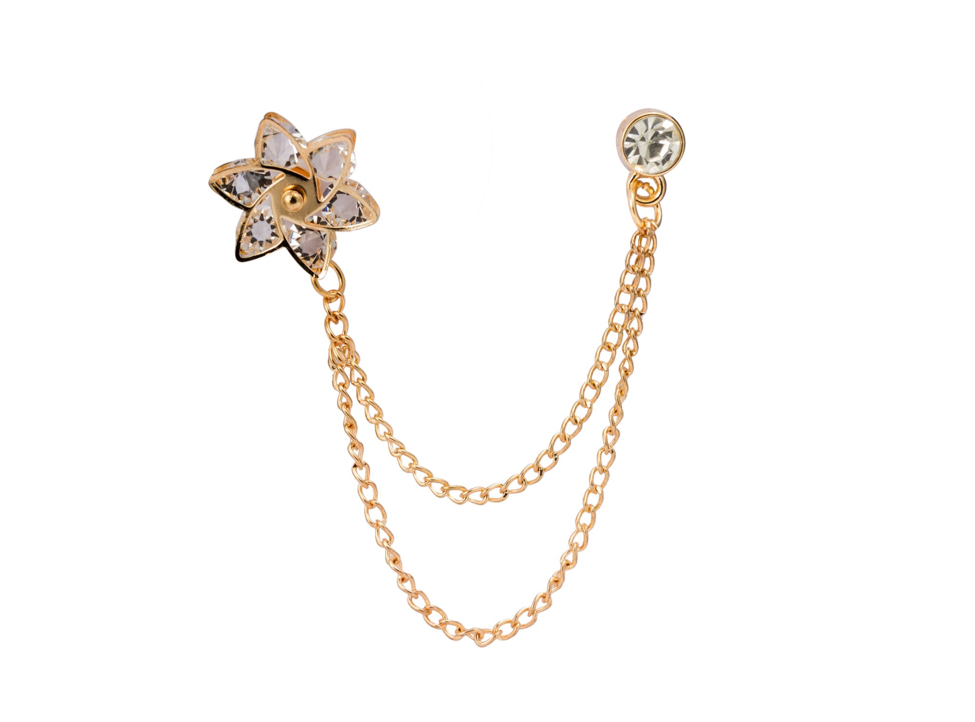 Golden Flower with Hanging Chain Brooch-image-9