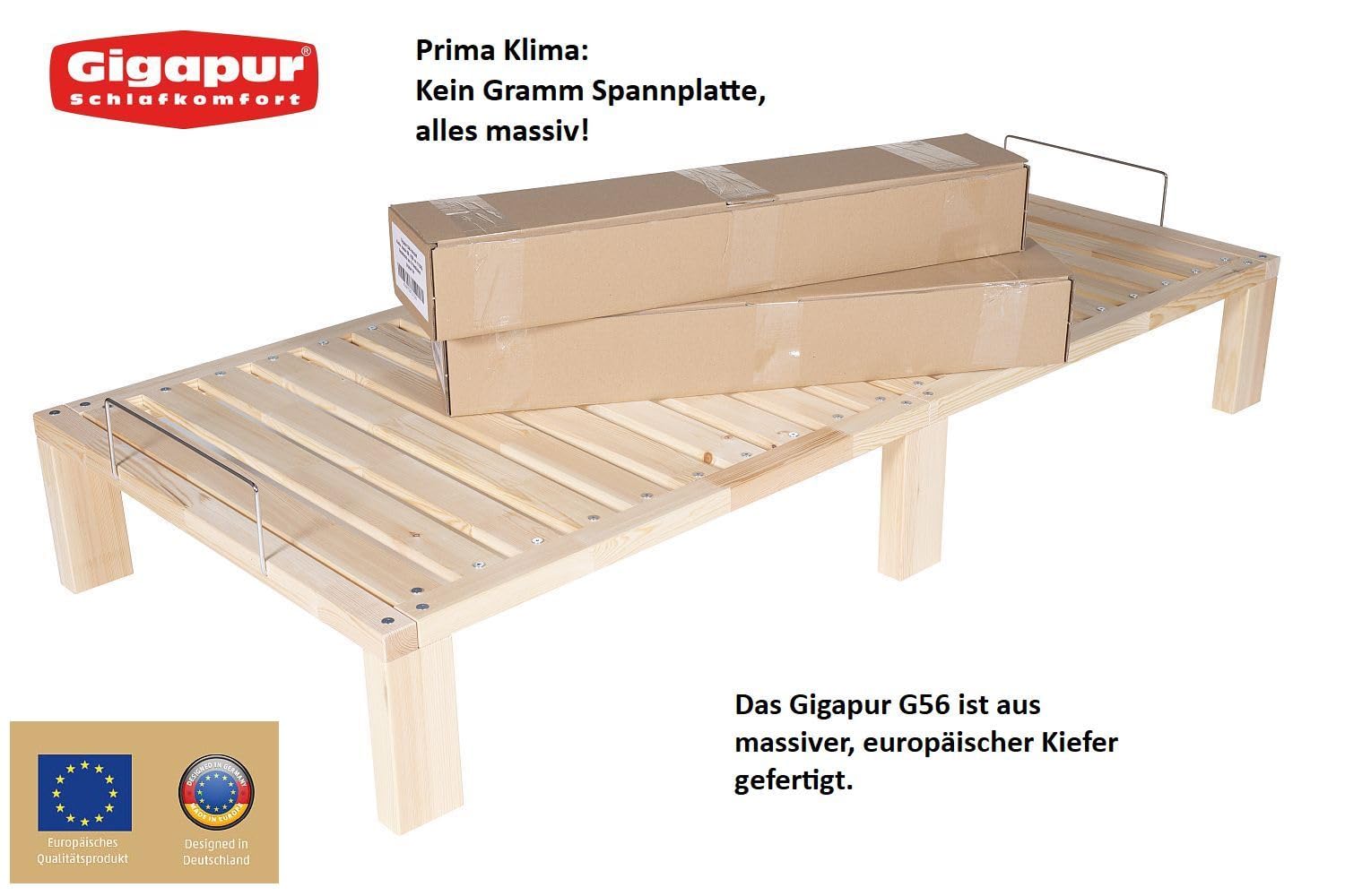 G56 XXL Massivholzbett 270x200 cm Kiefer Modul-Bett mit Lattenrost