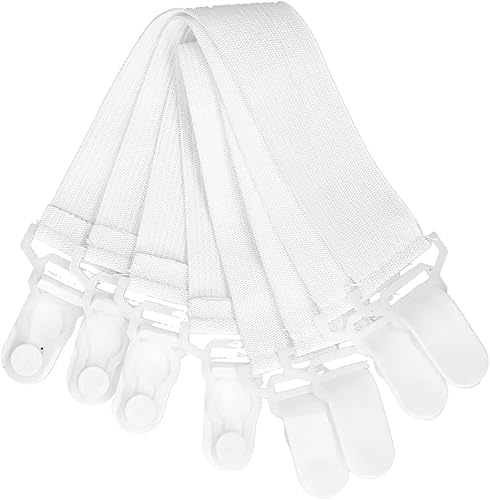 Hyuduo Correas de soporte para sábanas, 4 piezas ajustables para sábanas de cama, correas elásticas, soporte de clips de fijación, sujetadores de