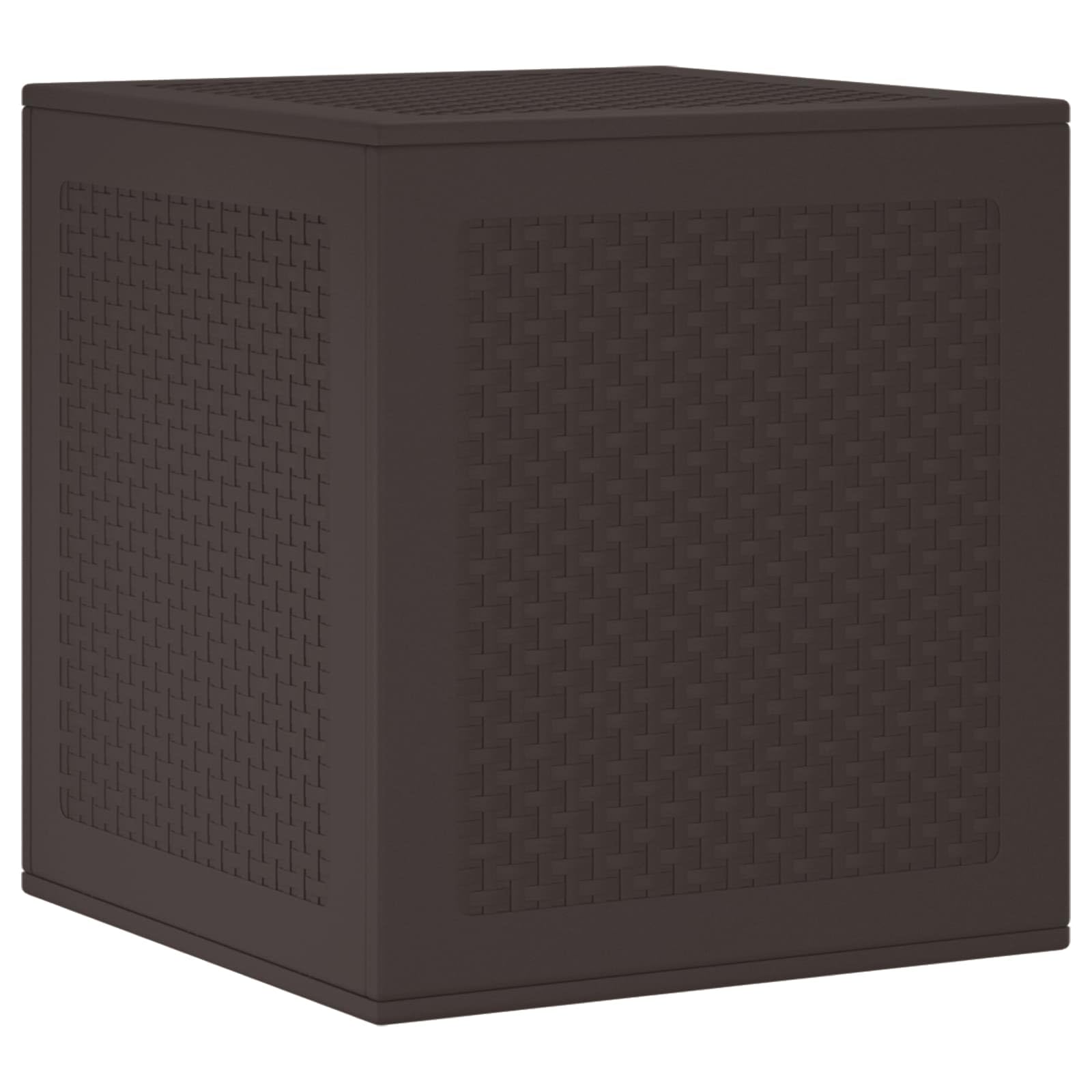 Contenitore marrone in polipropilene, 55 x 53 x 57 cm, per giardino e terrazza, resistente alle intemperie, impermeabile, come panca, contenitore per cuscini, attrezzi, accessori per