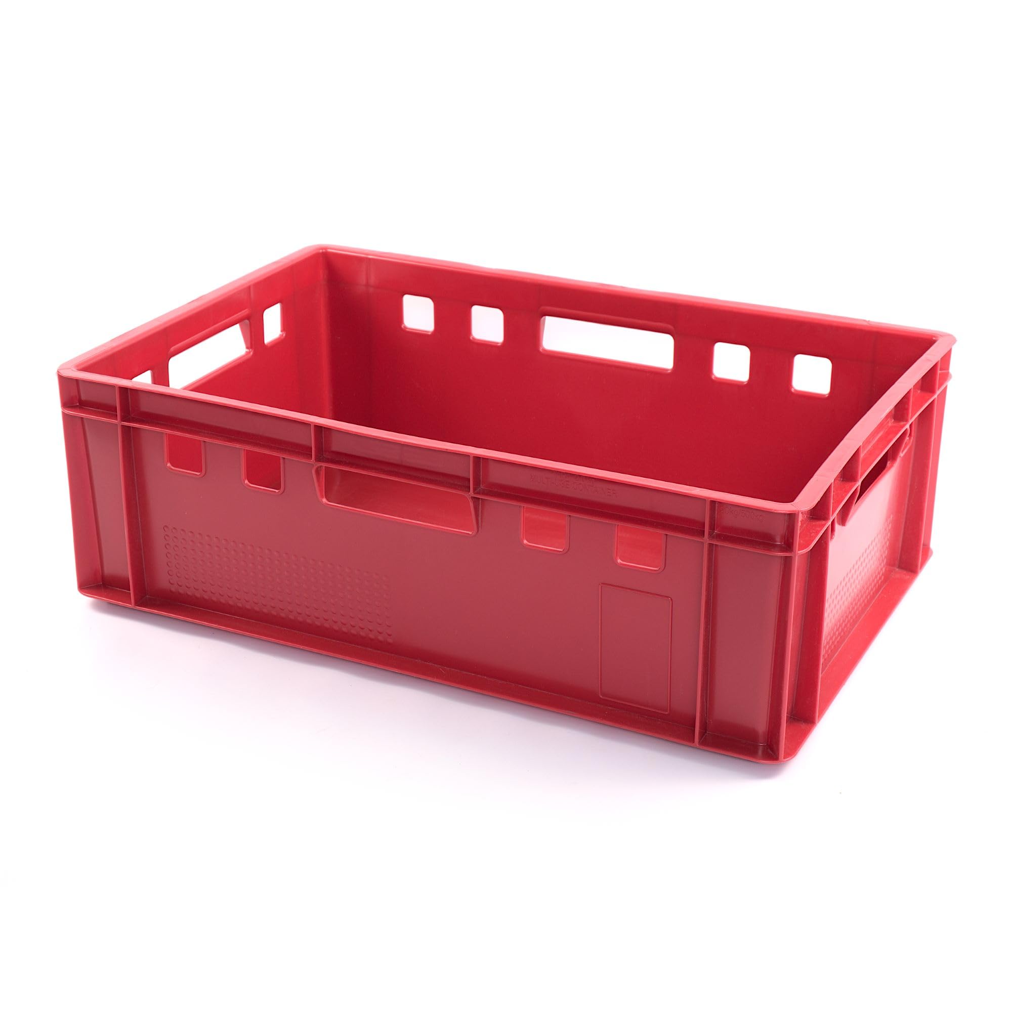 Valle Verde Eurokasten E2 Lot de 4 caisses à viande empilables pour viande, volaille, fruits, légumes – Convient à un usage alimentaire, empilable – 60 x 40 x 20 cm Rouge