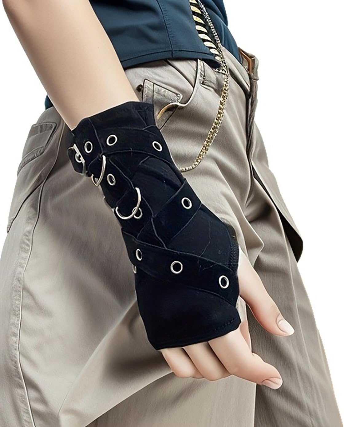 Gothic Punk Arm Sleeves Y2K Cosplay Fingerless Arm Warmers | Edgy goth long fingerless arm cuffs, Soft stretch Arm Sleeves for punk, emo, gothic cosplay, concert & street outfits