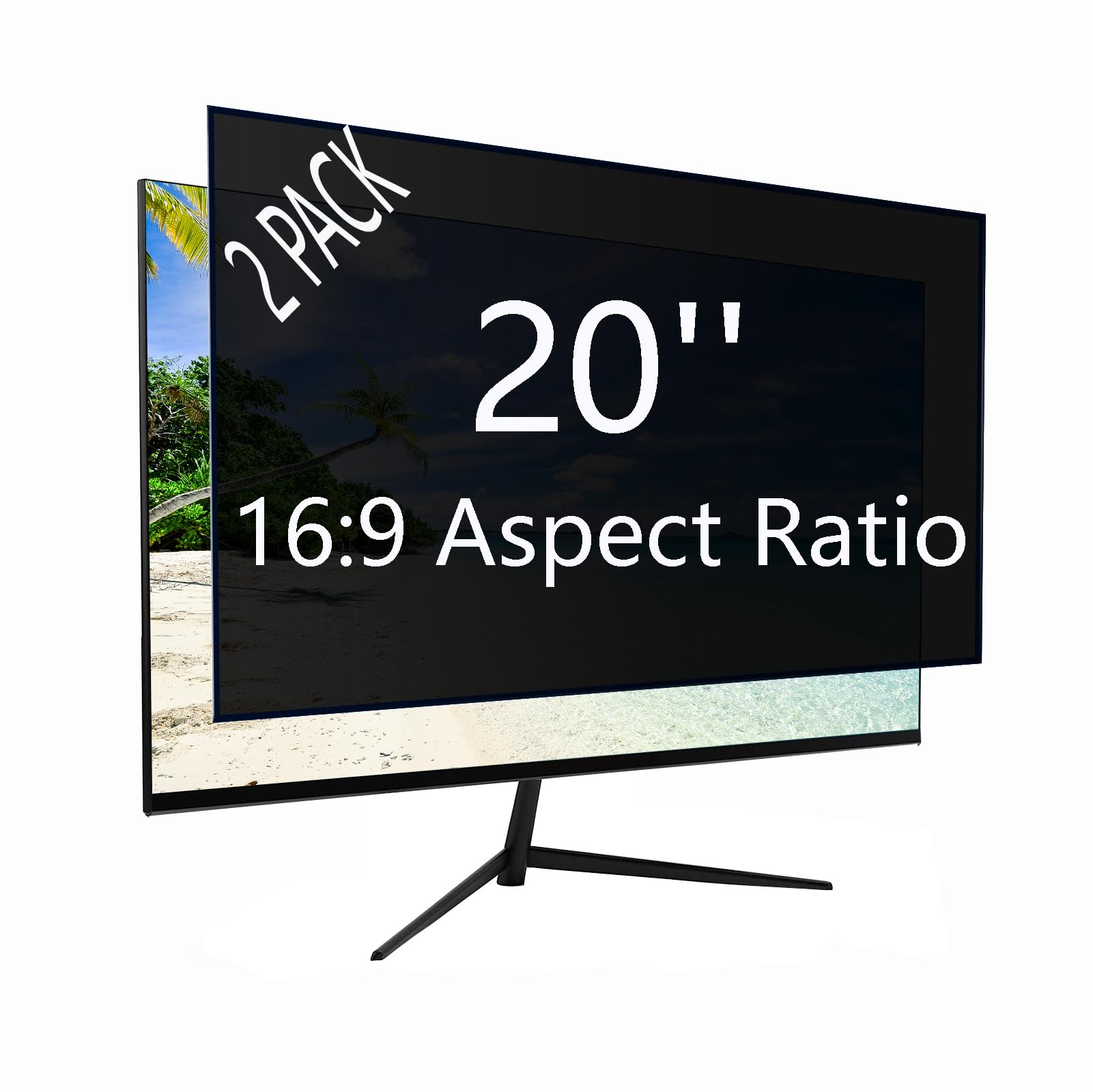 Computer Privacy Screen 20 Inch for 16:9 Widescreen Monitor, Anti Blue Light Screen Protector - Anti-Glare - Anti-Scratch Protector Film for Data confidentiality Privacy Shield (2 Pack)