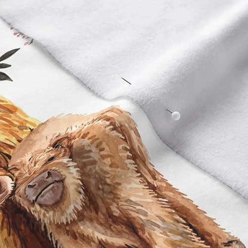 Miniatura 15 de Spoonflower Tela - Pink Spring Highland Cow Floral Calf Scottish Printed on Minky Fabric Fat Quarter - Cobijas de bebé de costura de felpa